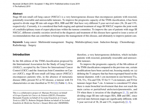 Clinical management of patients with stage III NSCLC