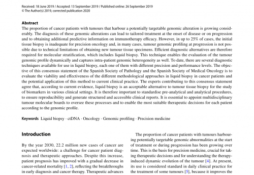 Liquid biopsy in oncology