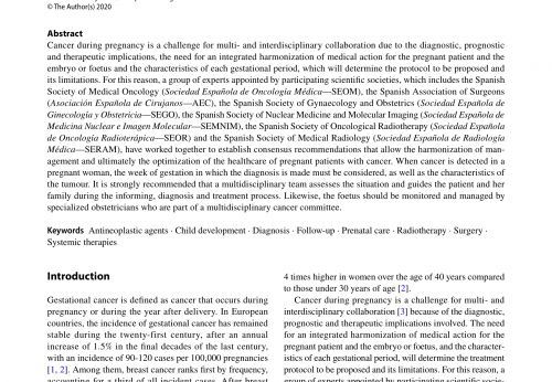 Manejo multidisciplinar del cáncer durante el embarazo