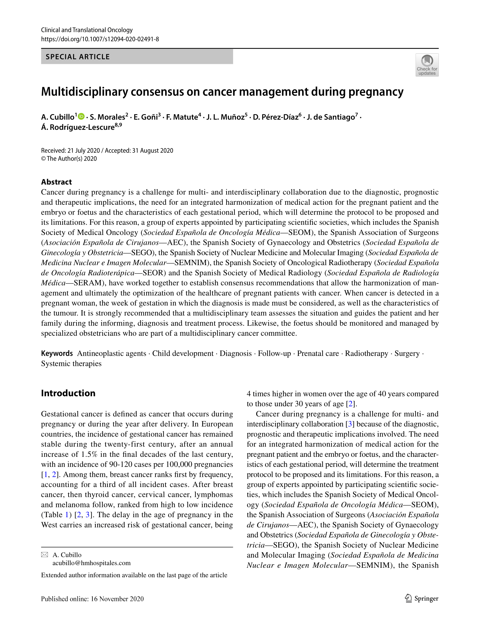 Cancer management during pregnancy