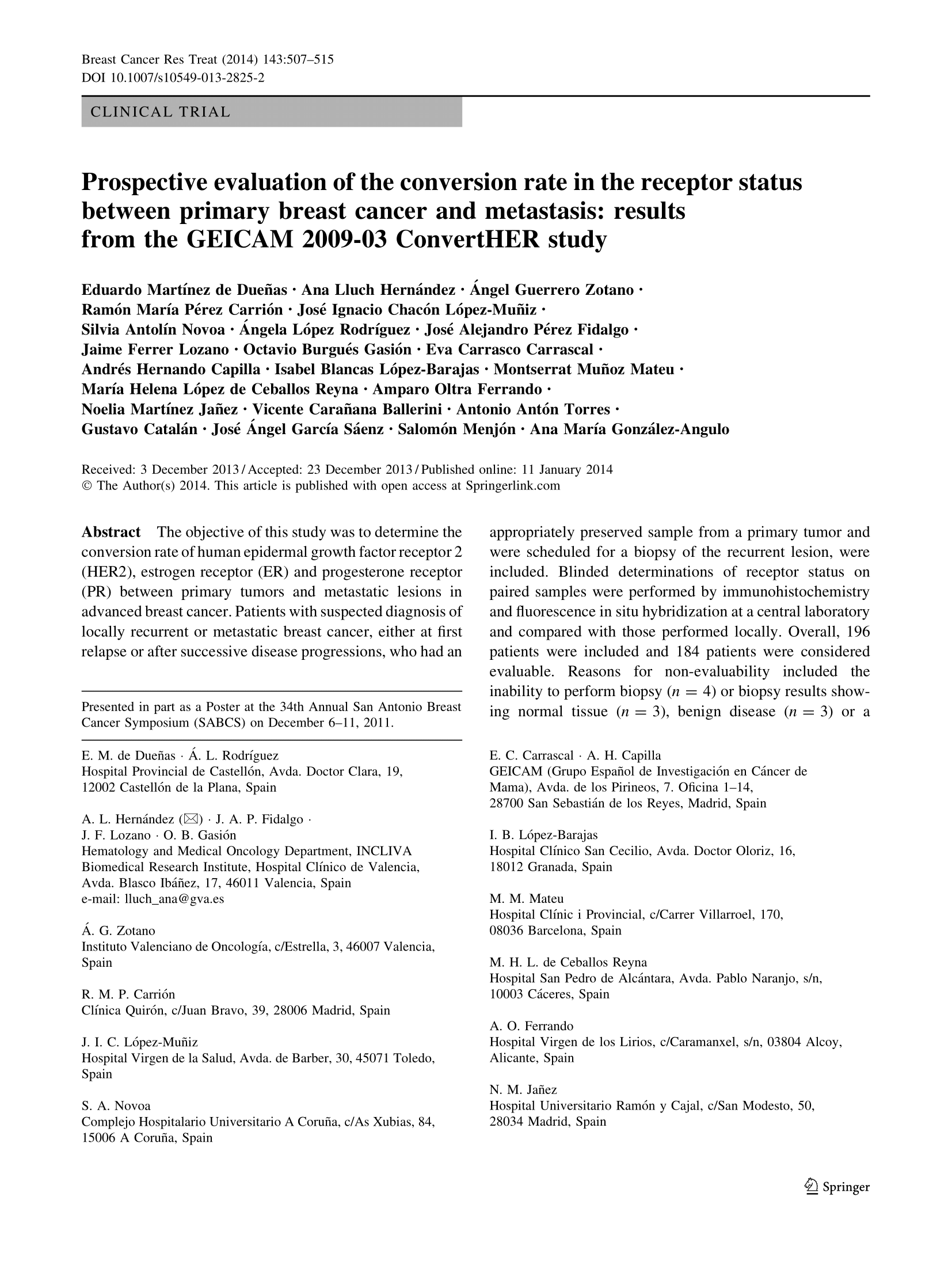 Results from GEICAM’s ConvertHER study