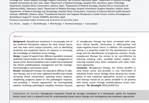 Neoadjuvant treatment of early breast cancer