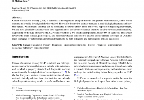 Diagnosis and treatment of cancer of unknown primary